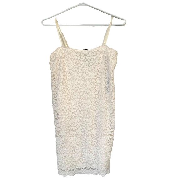 NWOT ZARA Lace Floral Ivory Mini Dress Women's Size Large Spaghetti Strap Lined - Picture 1 of 6